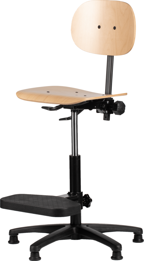 Rodachair houten werkstoel